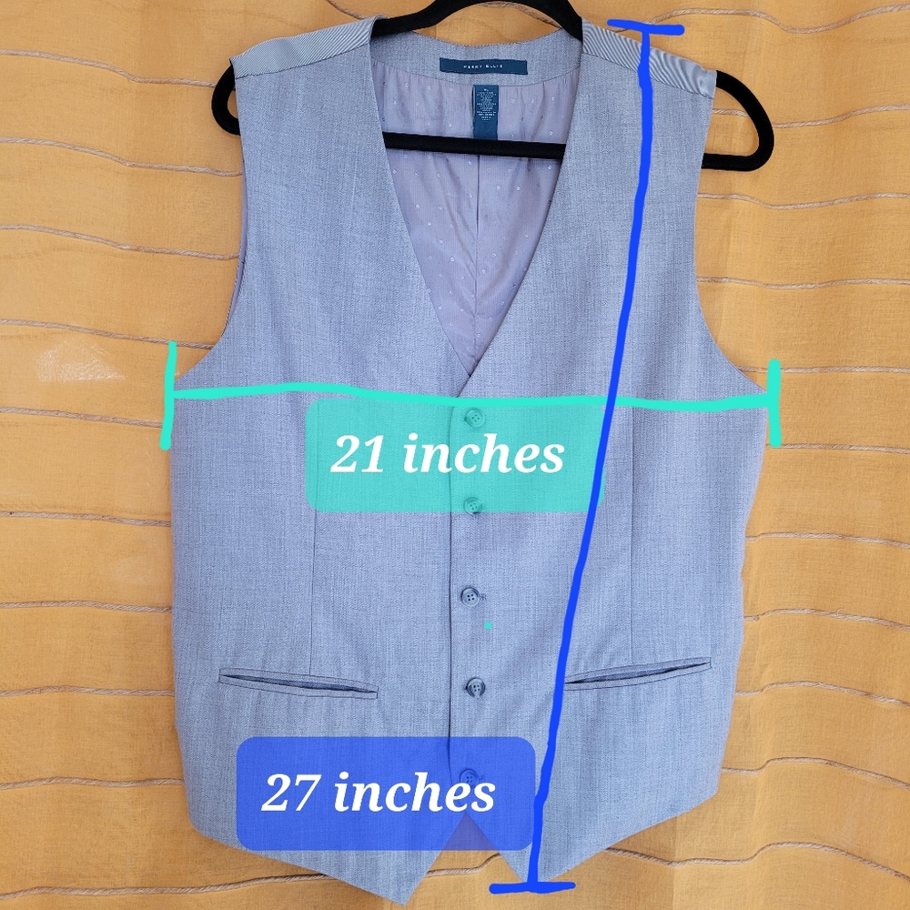 Perry Ellis Vest XL Slate Gray Grey Solid Wedding Formal Elegant